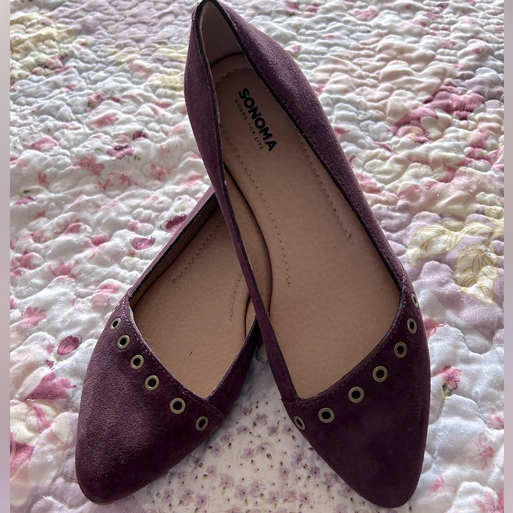 Suede flats nearly new Burgundy